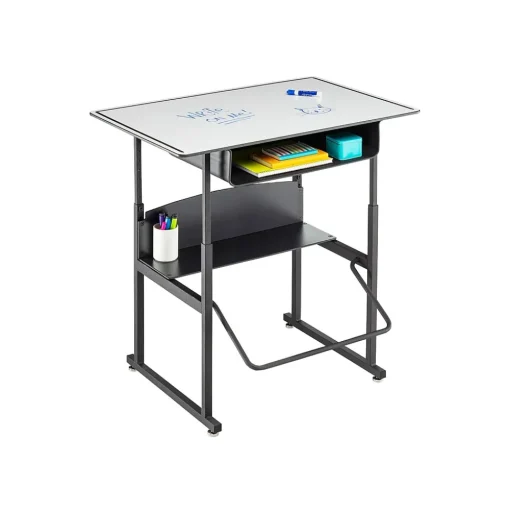 Safco Standing Desks<AlphaBetter 26" - 42" Plastic/Steel Adjustable Desk, White/Black (1209DE)