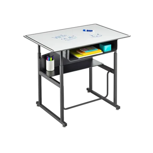 Safco Standing Desks<AlphaBetter 26" - 42" Plastic/Steel Adjustable Desk, White/Black (1209DE)