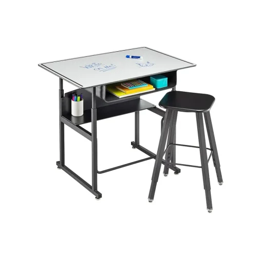 Safco Standing Desks<AlphaBetter 26" - 42" Plastic/Steel Adjustable Desk, White/Black (1209DE)