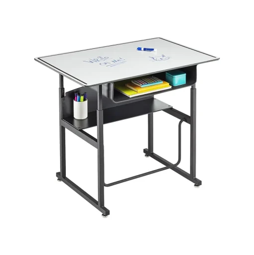 Safco Standing Desks<AlphaBetter 26" - 42" Plastic/Steel Adjustable Desk, White/Black (1209DE)