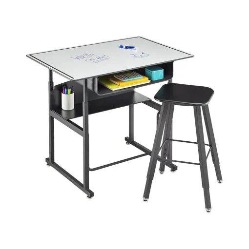 Safco Standing Desks<AlphaBetter 26" - 42" Plastic/Steel Adjustable Desk, White/Black (1209DE)