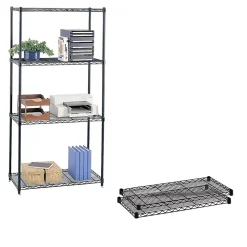 Safco Shelving<Commercial Extra 2-Shelf Metal Shelf, 36", Black (5243BL)