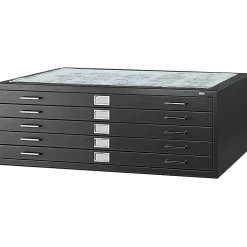 Safco File Cabinets<5-Drawer Steel Flat File Cabinet, 30" x 42" Documents, Black (4996BLR)