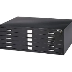 Safco File Cabinets<5-Drawer Steel Flat File Cabinet, 24" x 36" Documents, Black (4994BLR)