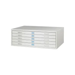 Safco File Cabinets<Facil 5-Drawer Flat File Cabinet, Stackable, Gray, Specialty (4972LG)