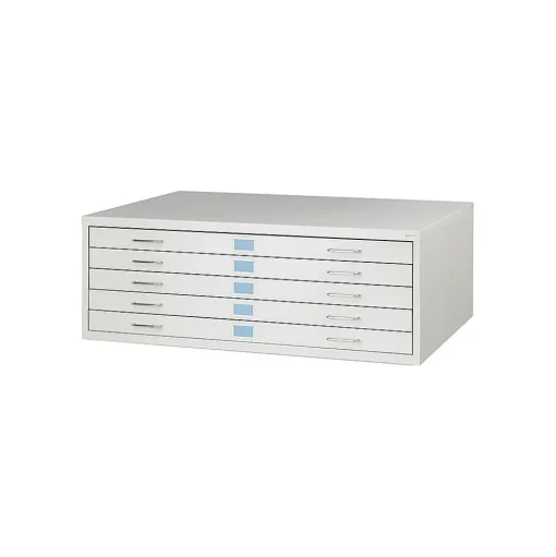 Safco File Cabinets<Facil 5-Drawer Flat File Cabinet, Stackable, Gray, Specialty (4972LG)