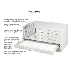 Safco File Cabinets<® Facil Steel Small Flat File, Light Gray
