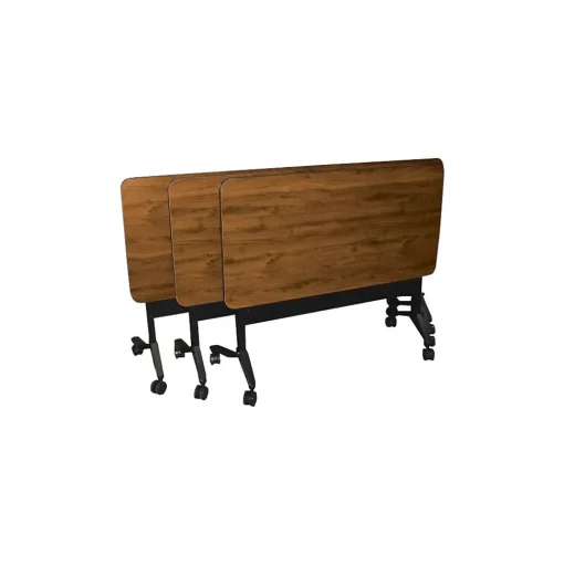 Safco Office Desks<FLIP-N-GO 24 x 72 NEPAL TEAK/BLK