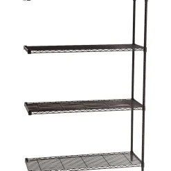 Safco Shelving<Industrial Add-On Unit 4-Shelf Wire, 48.03", Black (5292BL)