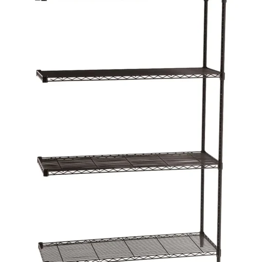 Safco Shelving<Industrial Add-On Unit 4-Shelf Wire, 48.03", Black (5292BL)