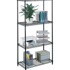 Safco Shelving<Industrial Add-On Unit 4-Shelf Wire, 48.03", Black (5292BL)