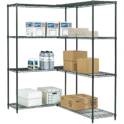 Safco Shelving<Industrial Add-On Unit 4-Shelf Wire, 48.03", Black (5292BL)