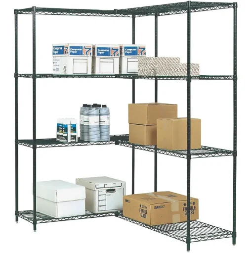 Safco Shelving<Industrial Add-On Unit 4-Shelf Wire, 48.03", Black (5292BL)