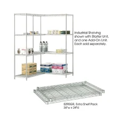 Safco Shelving<Industrial Extra 2-Shelf Metal Shelf, 36", Metallic Gray (5290GR)