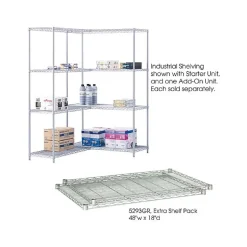 Safco Shelving<Industrial Extra 2-Shelf Metal Shelf, 48.03", Metallic Gray (5293GR)