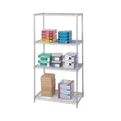 Safco Shelving<Industrial 4-Shelf Metal Stand Alone, 36", Metallic Gray (5288GR)