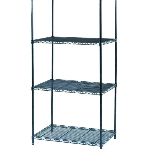 Safco Shelving<Industrial 4-Shelf Wire Stand Alone, 36", Black (5288BL)