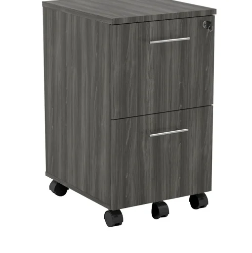 Safco File Cabinets<Medina 2-Drawer Mobile Vertical File Cabinet, Letter Size, Lockable, 26.75"H x 15.5"W x 18"D, Gray (MNFFLGS)
