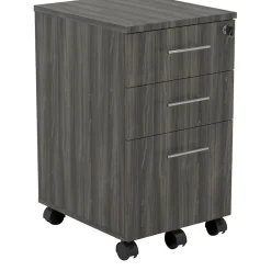Safco File Cabinets<Medina 3-Drawer Mobile Vertical File Cabinet, Letter Size, Lockable, 26.75"H x 15.5"W x 18"D, Gray (MNBBFLGS)