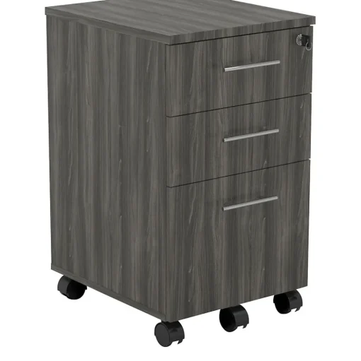 Safco File Cabinets<Medina 3-Drawer Mobile Vertical File Cabinet, Letter Size, Lockable, 26.75"H x 15.5"W x 18"D, Gray (MNBBFLGS)