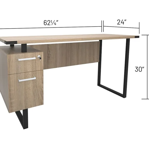 Safco Office Desks<Mirella SOHO 62"W Desk with Built-In Pedestal, Sand Dune (5513SDD)