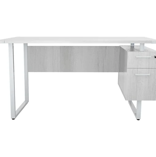 Safco Office Desks<Mirella SOHO 62"W Desk with Built-In Pedestal, White Ash (5513WAH)