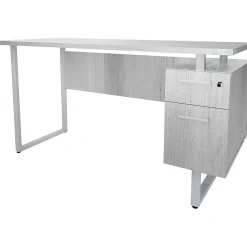 Safco Office Desks<Mirella SOHO 62"W Desk with Built-In Pedestal, White Ash (5513WAH)