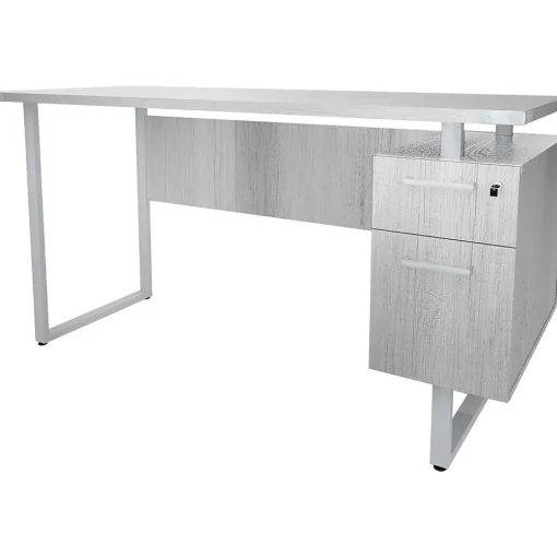 Safco Office Desks<Mirella SOHO 62"W Desk with Built-In Pedestal, White Ash (5513WAH)