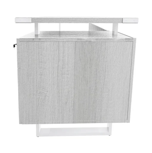 Safco Office Desks<Mirella SOHO 62"W Desk with Built-In Pedestal, White Ash (5513WAH)