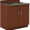 Safco Storage Cabinets<Modular 36"H Break Room Waste Management Base Cabinet, Mahogany/Slate(1707MH)