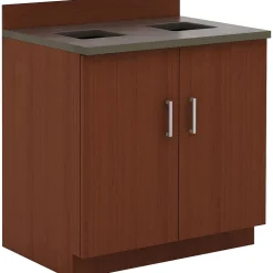 Safco Storage Cabinets<Modular 36"H Break Room Waste Management Base Cabinet, Mahogany/Slate(1707MH)