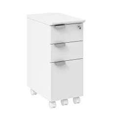 Safco File Cabinets<Resi Ped 3-Drawer Mobile Vertical File Cabinet, Letter Size, Lockable, 26.54"H x 11.57"W x 19.02"D, White (RESPEDWH)
