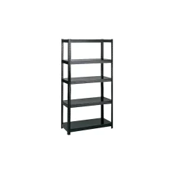 Safco Shelving<4-Shelf Powder-Coated Steel Stand Alone Shelving, 36", Black (5247BL)