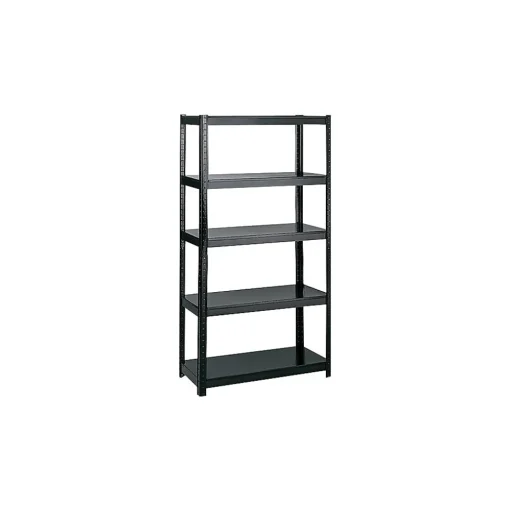 Safco Shelving<4-Shelf Powder-Coated Steel Stand Alone Shelving, 36", Black (5247BL)