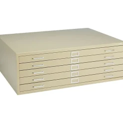 Safco File Cabinets<® Steel Flat File, For Sheets up to 43" x 32", 5-Drawer, Tropic Sand, 16 1/2"H x 46 3/8"W x 35 3/8"D