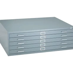 Safco File Cabinets<® Versatile Steel Flat Files, 5-Drawers: 43x32", 16-1/2Hx46-3/8Wx35-3/8"D, Grey