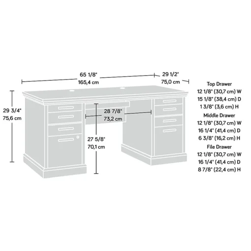 Sauder Computer Desks<Aspen Post 65"W Executive Computer Desk, (433677)