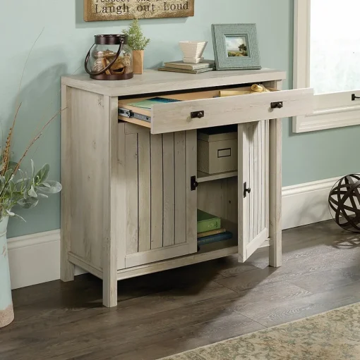 Sauder Storage Cabinets<Costa 30"H Storage Cabinet with 2 Shelves, Chalked Chestnut (419960)