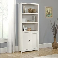 Sauder Bookcases<Cottage Road 71"H 5-Shelf Bookcase with Adjustable Shelves, Soft White (417593)