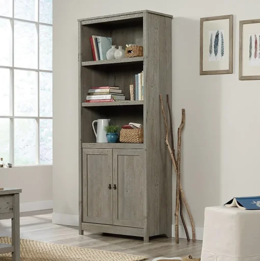 Sauder Bookcases<Cottage Road 71"H 5-Shelf Bookcase with Adjustable Shelves, Mystic Oak (422476)