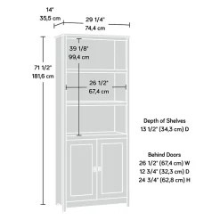 Sauder Bookcases<Cottage Road 71"H 5-Shelf Bookcase with Adjustable Shelves, Mystic Oak (422476)