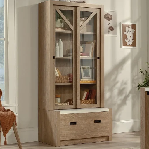 Sauder Bookcases<Dixon City 72"H 4-Shelf Bookcase, Brushed Oak (432891)