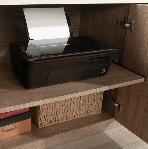 Sauder Storage Cabinets<Dixon City 30"H Storage Credenza with 2 Shelves, Brushed Oak (432894)