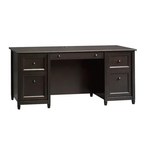 Sauder Corner Desks<Edge Water Collection 65" Wood Executive Desk, Estate Black (409042)