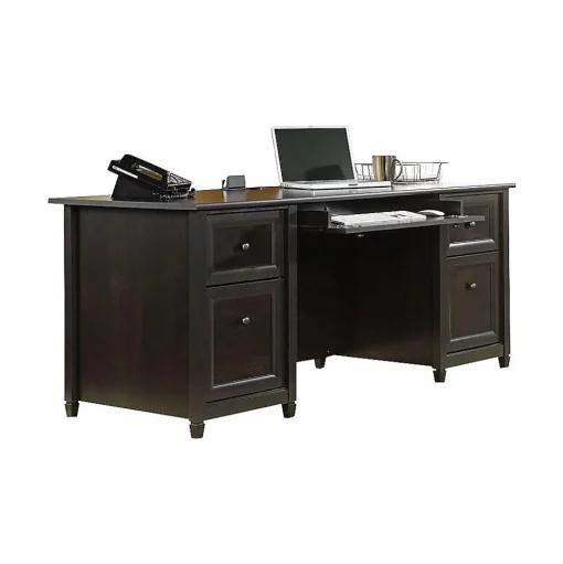 Sauder Corner Desks<Edge Water Collection 65" Wood Executive Desk, Estate Black (409042)