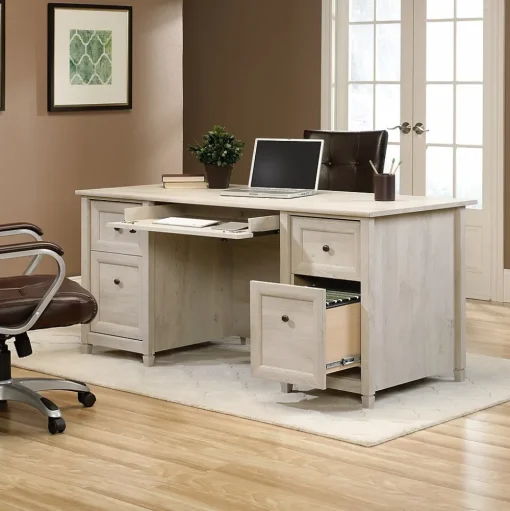 Sauder Corner Desks<Edge Water Executive Desk, Chalked Chestnut (418795)