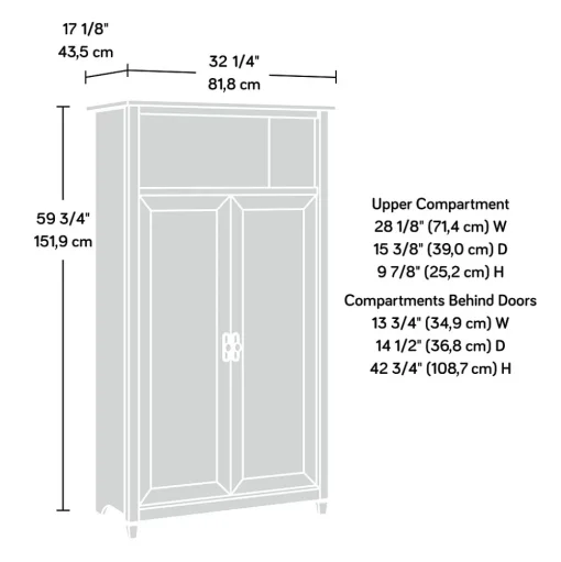 Sauder Storage Cabinets<Edge Water 60"H Storage Cabinet with 5 Shelves, Chalked Chestnut (434766)