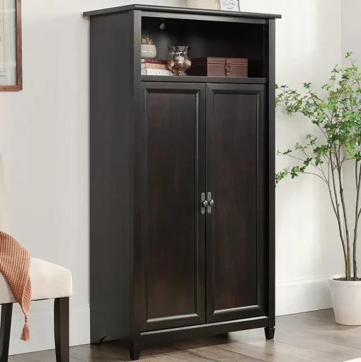 Sauder Storage Cabinets<Edge Water 60"H Storage Cabinet with 5 Shelves, Estate Black (434815)