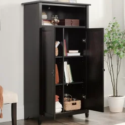Sauder Storage Cabinets<Edge Water 60"H Storage Cabinet with 5 Shelves, Estate Black (434815)