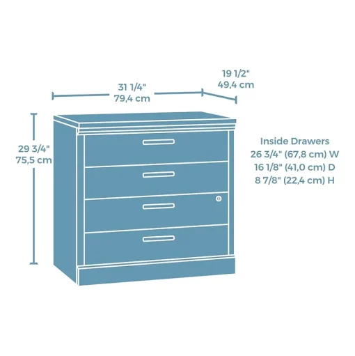 Sauder File Cabinets<Mason Peak Commercial 2-Drawer Lateral File Cabinet, Letter/Legal Size, Lockable, 31"W x 19"D, Prime Oak (427827)